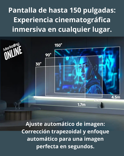 ¡Cine en casa al instante! Proyector 4K con Android y 150 pulgadas